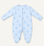 The Koala Footed Onesie, koala-and-heart print in blue
