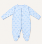 The Elephant Footed Onesie, elephant print in soft blue