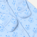 The Koala Footed Onesie, koala-and-heart print in blue