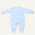 The Koala Footed Onesie, koala-and-heart print in blue